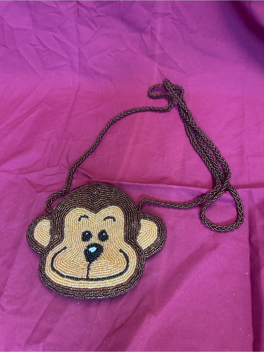 Vintage beaded monkey pouch